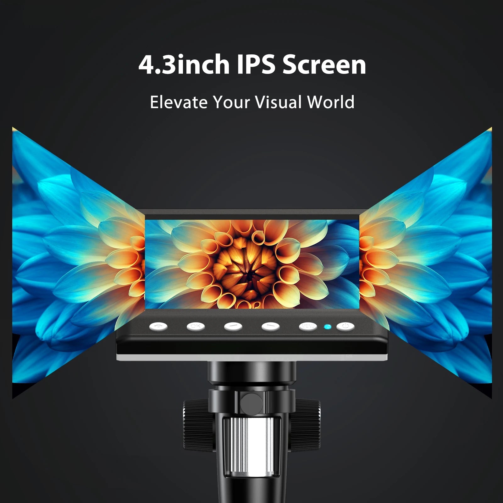 Digital Microscope 4.3'' 1000X Coin Microscope 1080P Video Microscope for Adult Soldering Microscope With 8 LEDs , PC View