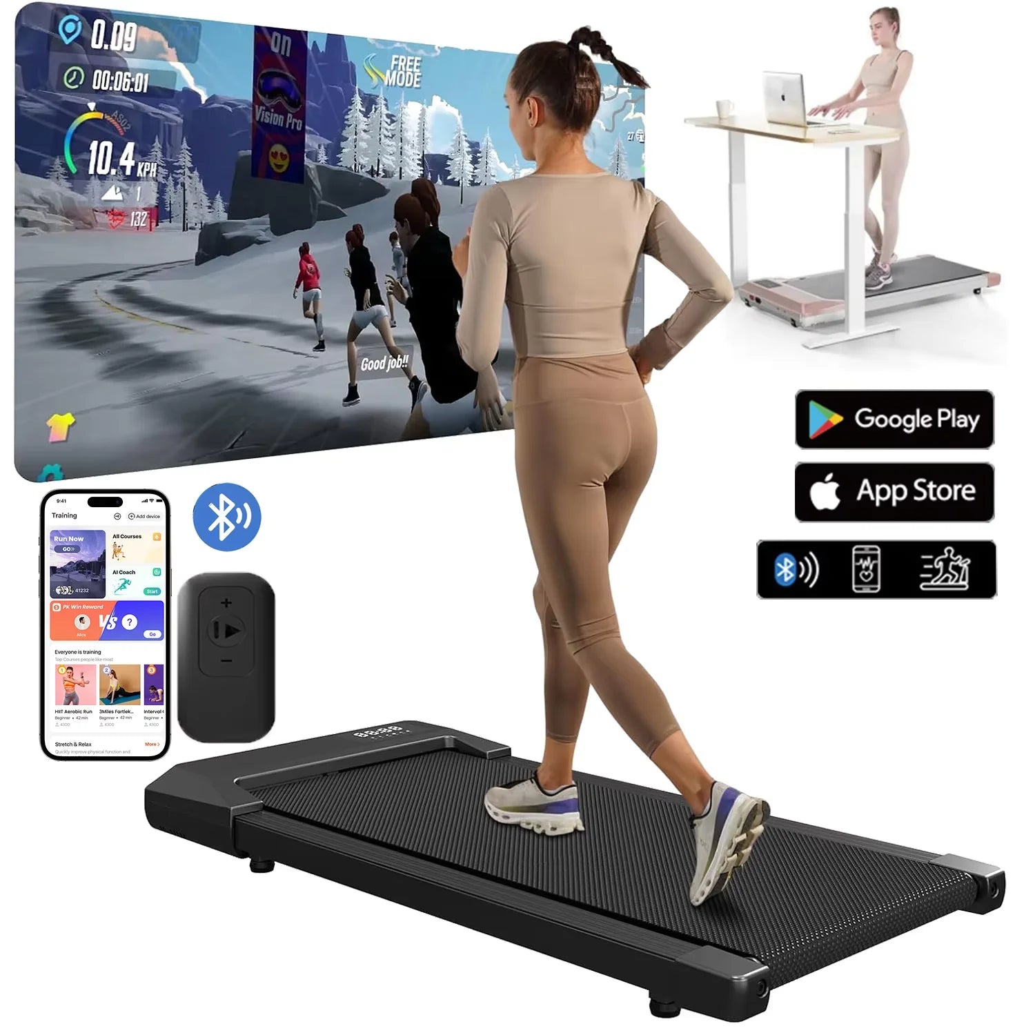 300lbs Treadmill for Home Treadmills Walking Pad LCD Digital Data Display