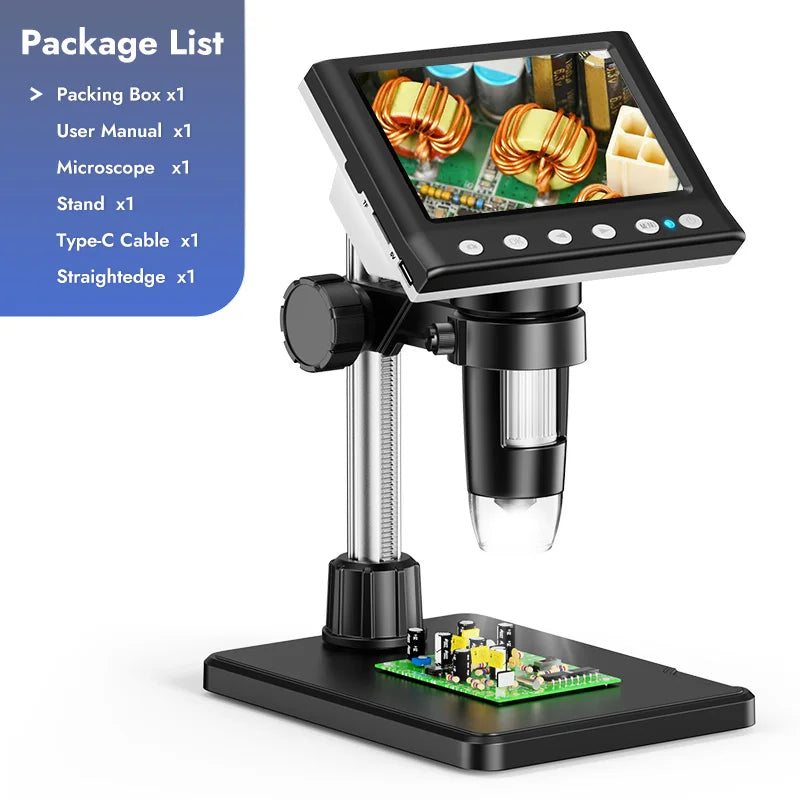 4.3” LCD Digital Microscope 1000X with HD Image Capture & Video Recording