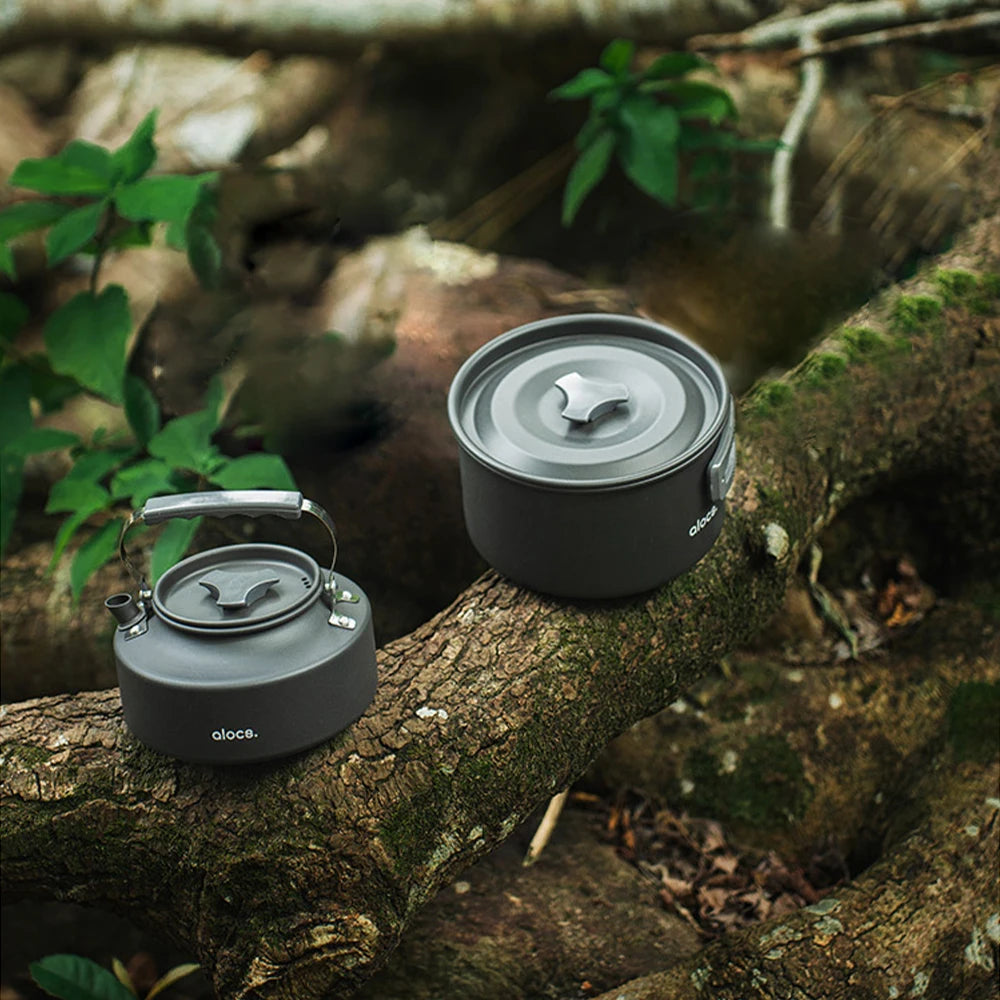 Camping Cooking Pot Aluminum Alloy Camping Cookware with Folding Handle for Camping Picnic Hiking