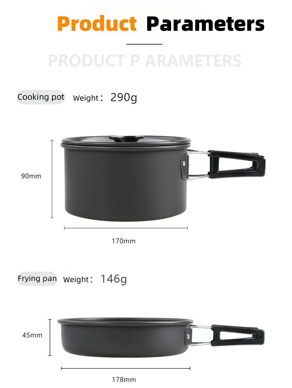 Portable Camping Cookware Set for 2-3 People – Lightweight Backpacking Cooking Kit with Folding Pots Sets