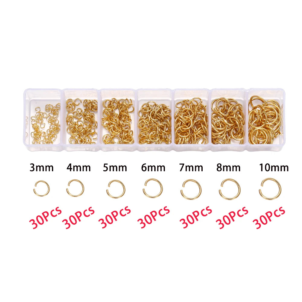 210–400PCS Jewelry Findings Starter Kit – Lobster Clasps, Jump Rings, Crimp Ends & Beads Set