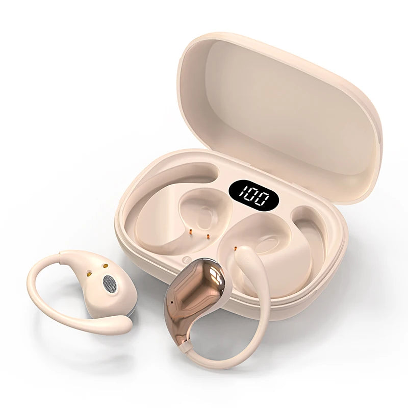 Bluetooth 5.4 Wireless Ear Hook Earbuds with LED Display with Touch Control