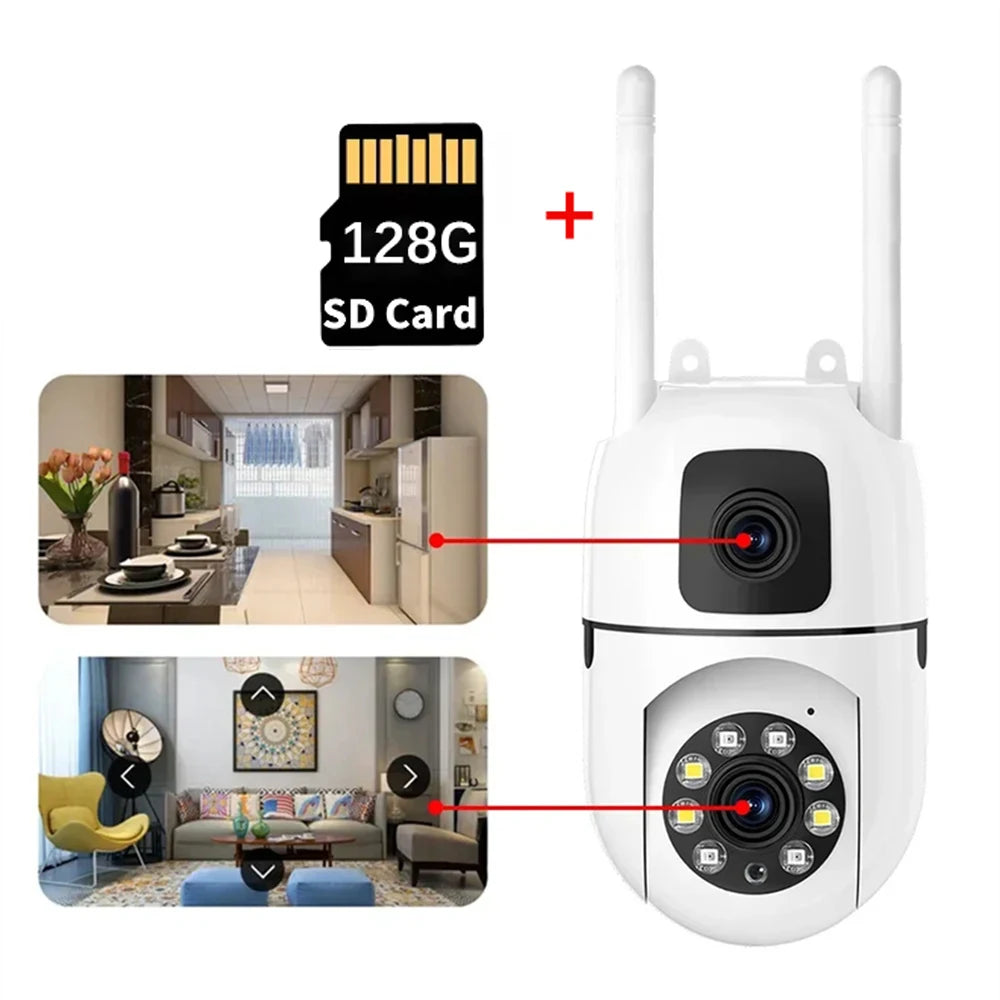 Security Camera 8MP Dual-Lens WiFi Outdoor with AI Human Tracking, Color Night Vision