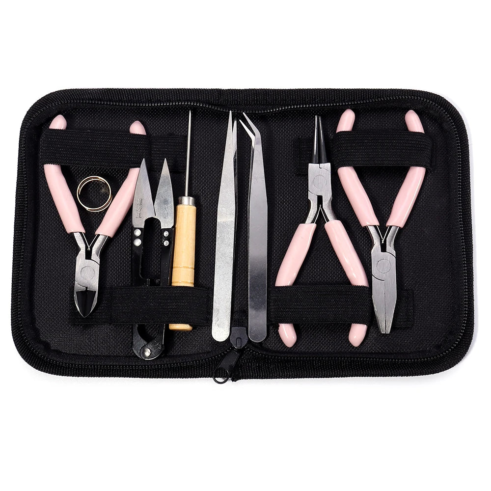 Jewelry Findings Set with Jewelry Pliers Tweezers Jump Ring Opener Awl