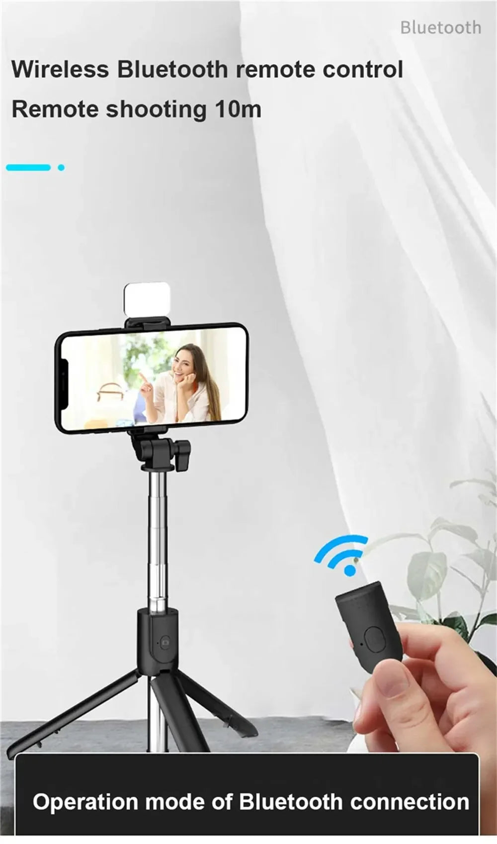 Cell Phone Selfie Stick Tripod Bluetooth Remote Wireless Selfi Stick Phone HolderStand