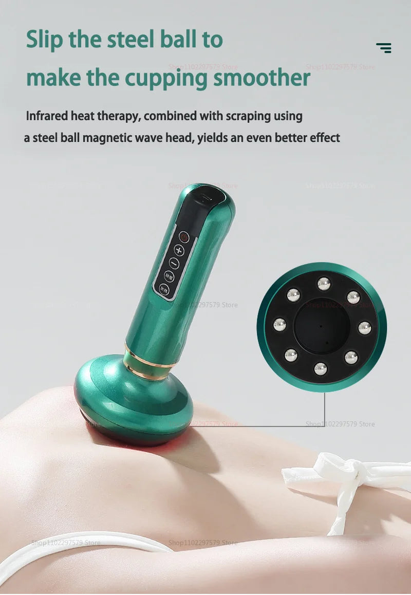 Portable Body Massager Electric GuaSha Anti Cellulite Vacuum Suction Cup Beauty Health Scraping Infrared Heat Slimming Massage