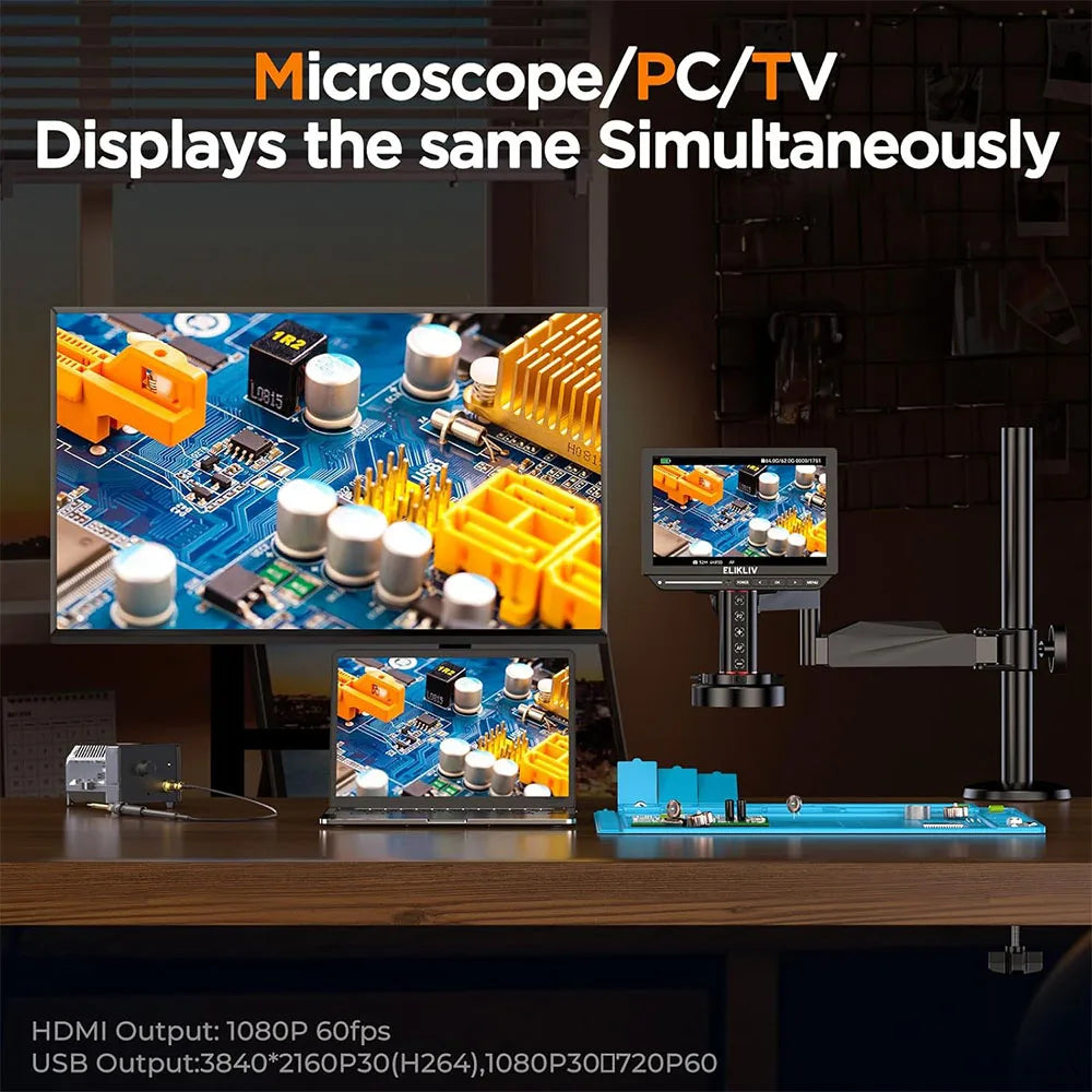 Autofocus Digital Microscope with Arm EM4K-AF Flex10.1''  4K Electronics 2000X