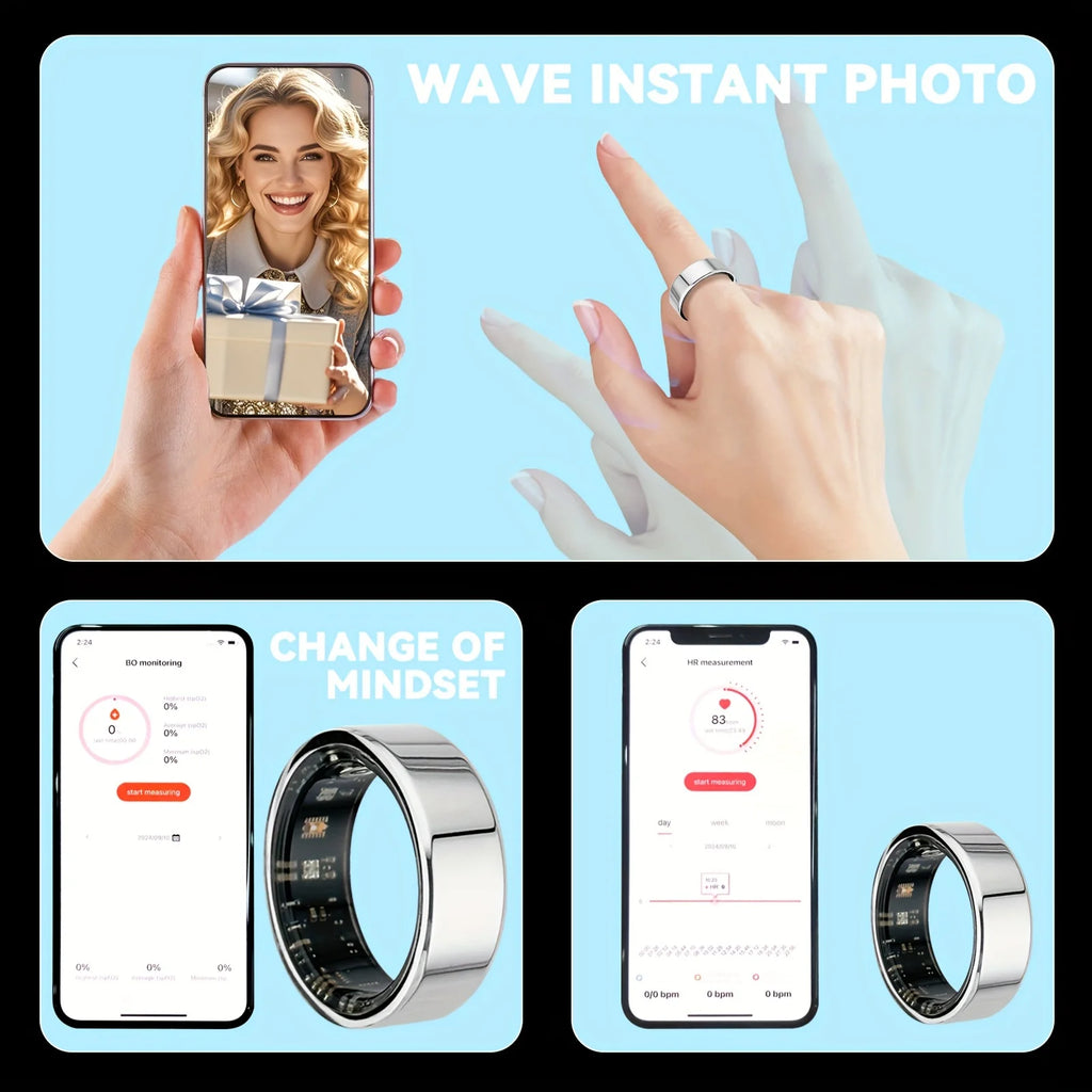 Smart Rings Steps Heart Rate Blood Oxygen Saturation Sleep Distance Calories IP68 Smart Ring Waterproof Multi-sport Mode Tracker