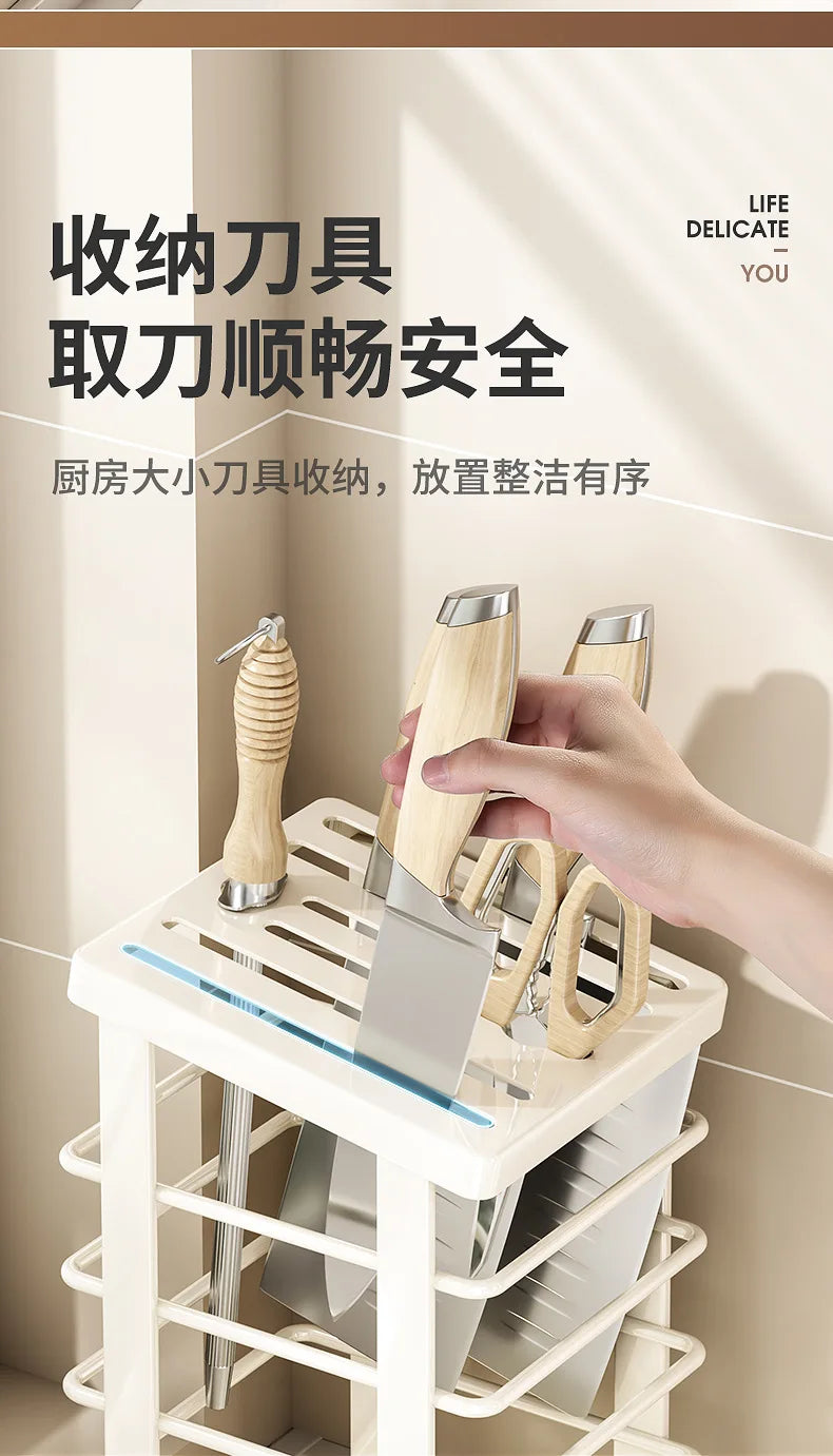 Kitchen Knife Storage Stand, Drainage Design Countertop Rack, Household Knife Block For Chef Knives