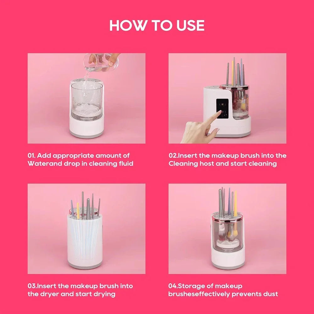 Electric Makeup Brush Cleaning Machine Beauty Tool Accessories USB Charging Makeup Brush Cleaning And Dryer Ladies' Holiday Gift