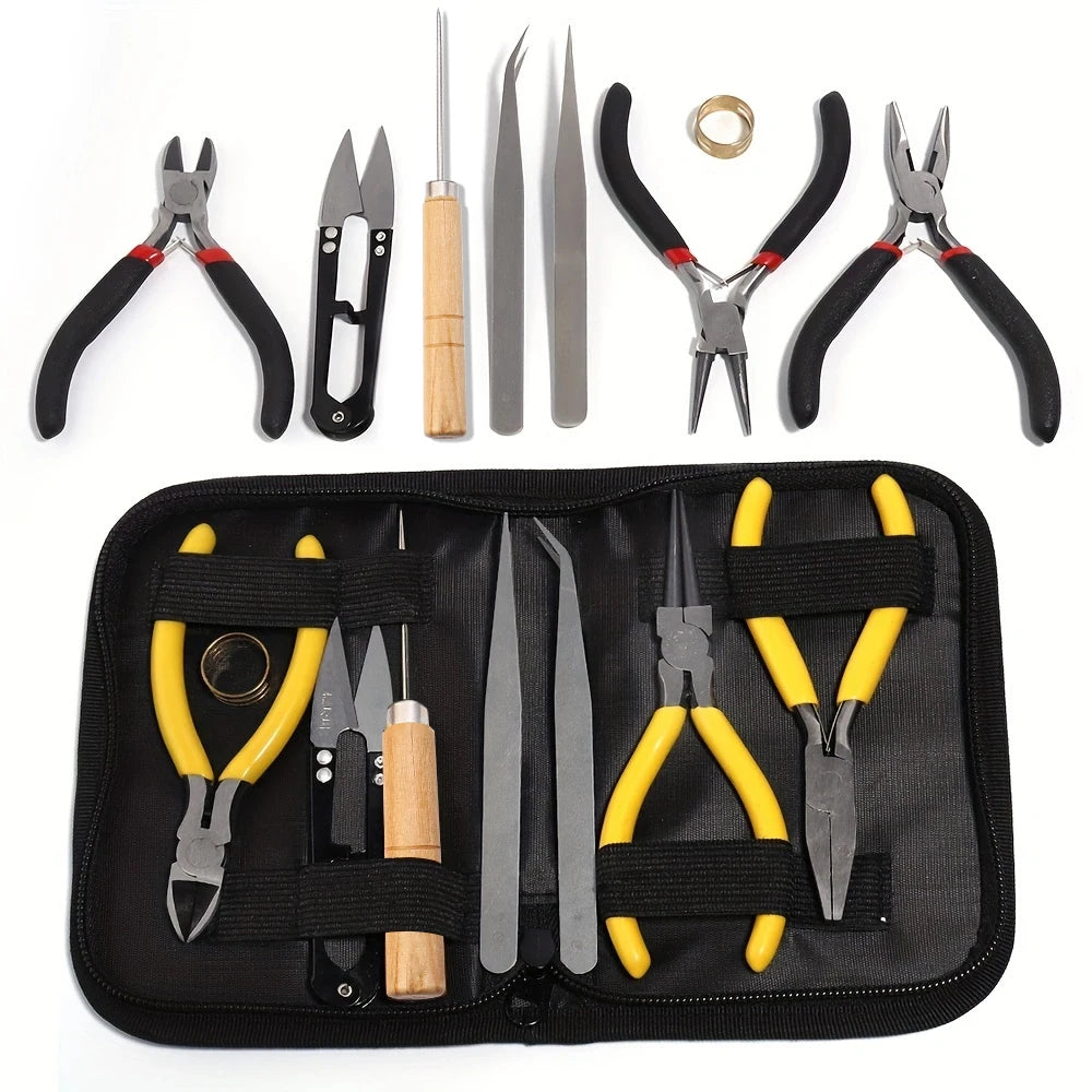 Jewelry Findings Set with Jewelry Pliers Tweezers Jump Ring Opener Awl