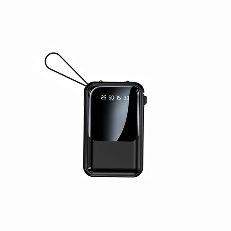 Portable power bank built-in 4 charging 10000mAh cables LED light Type-C/USB