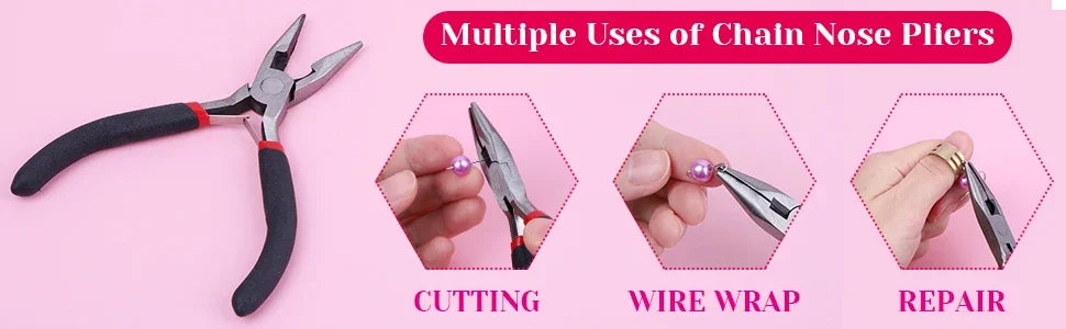 Jewelry Making Supplies Kit,Jewelry Repair Tool with Accessories Jewelry Pliers