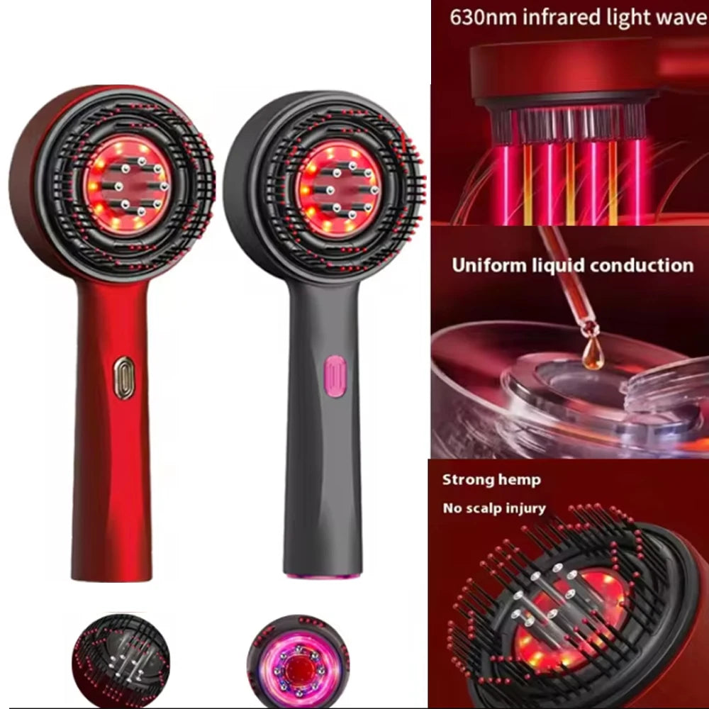 Deep Kneading Massage Comb, Red Light Therapy Scalp Massager