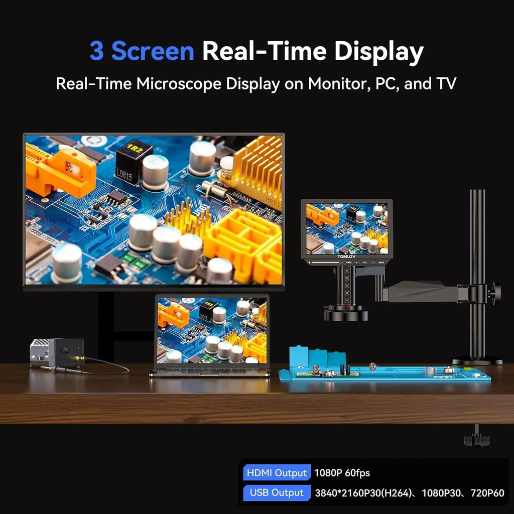 Digital Microscope 2000X TM4K-AF Flex Arm HDMI Electronics PCB 4K Autofocus