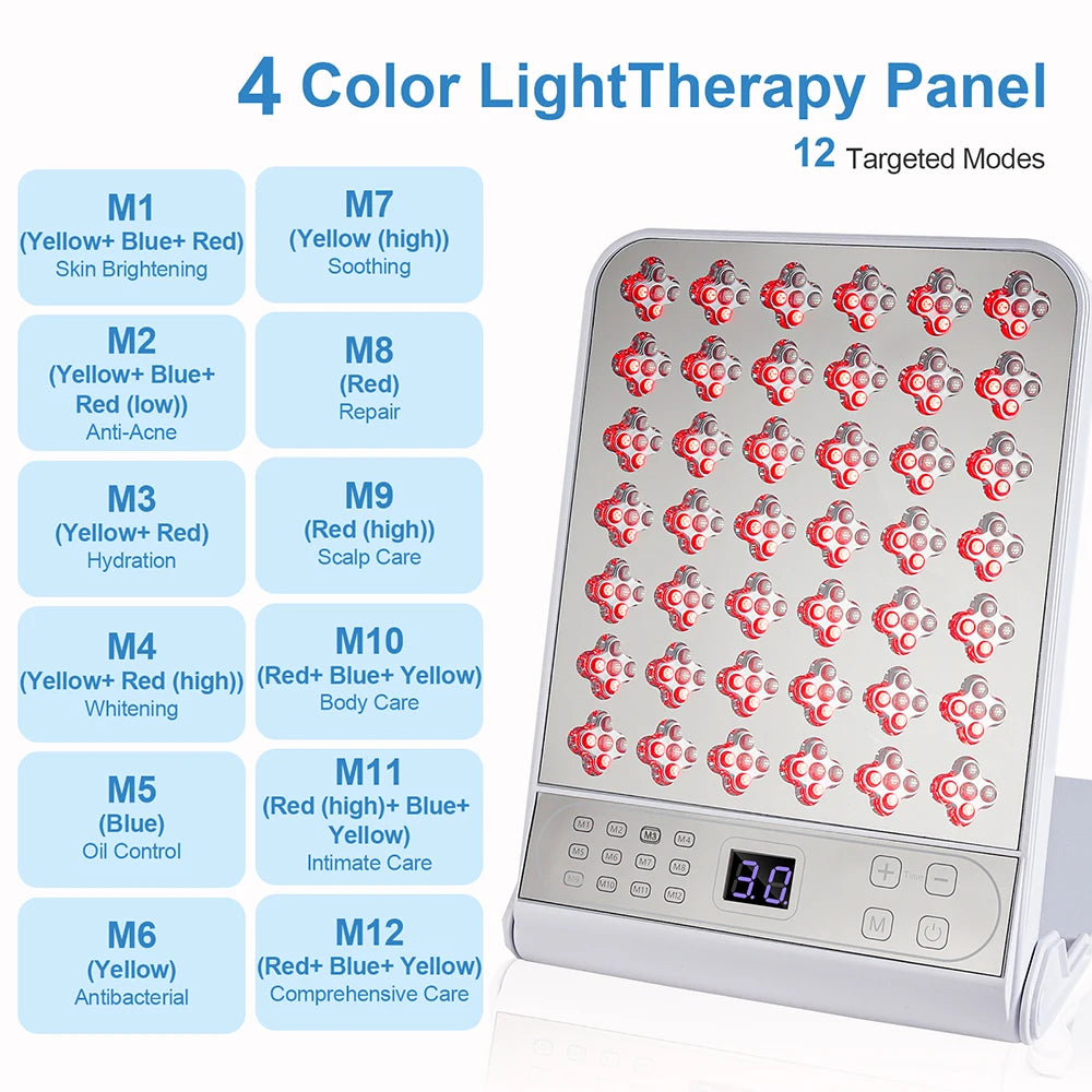 Wireless Face Body 4 Colors LED Photon Beauty Board Red Light Skin Rejuvenation