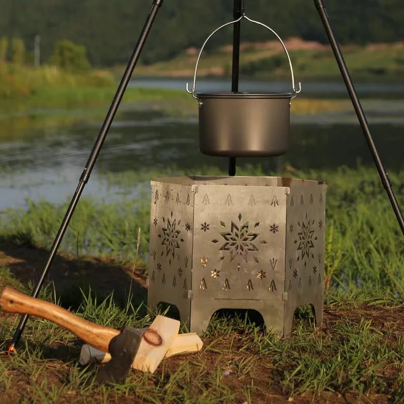 Camping Equipment Campfire Party Folding Outdoor Firewood Stove Portable Picnic Stoves Card Fire Table