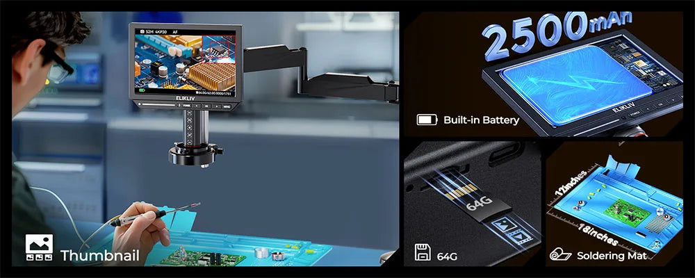 Autofocus Digital Microscope with Arm EM4K-AF Flex10.1''  4K Electronics 2000X