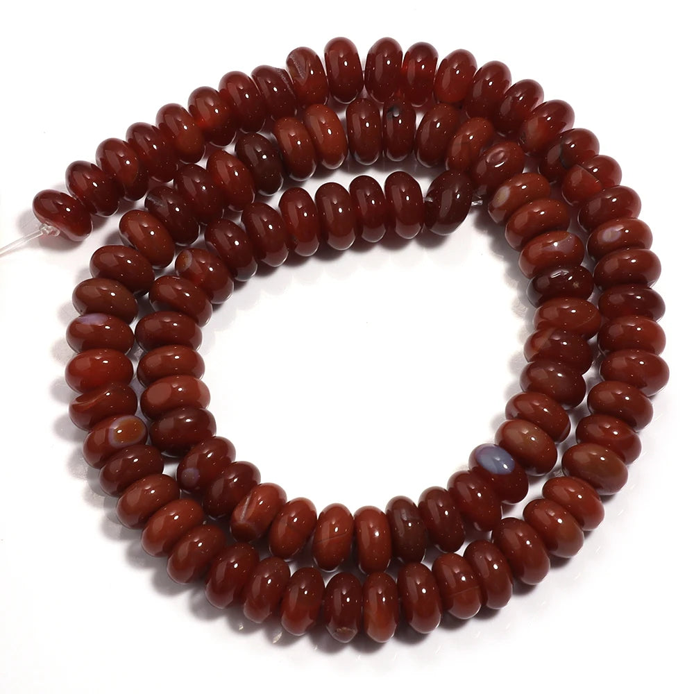 Natural Red Agate Stone Beads 4 6 8mm Abacu Flat Round Loose Gemstone Beads