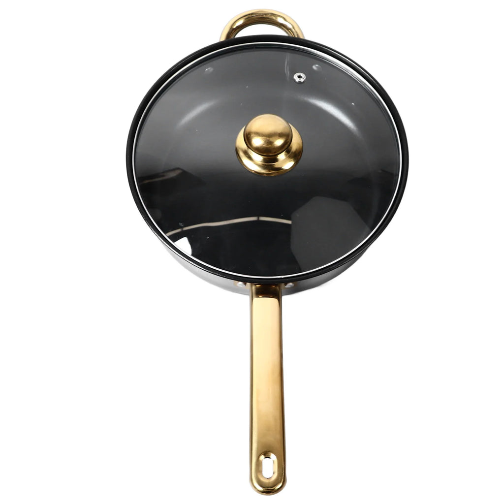 6-Piece Stainless Steel Cookware Set with Gold Handles