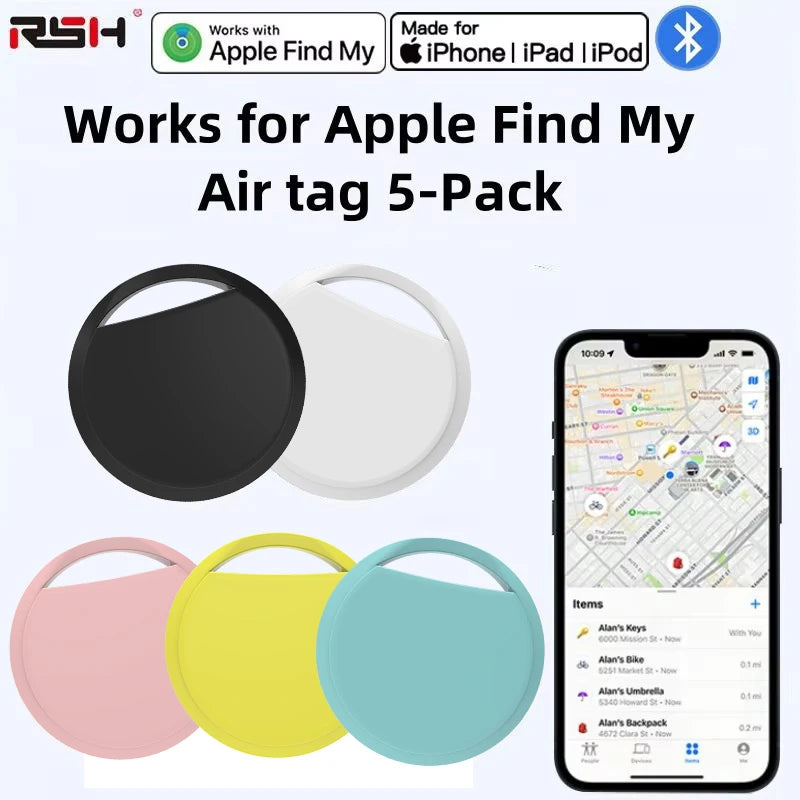5-pack Smart Air tag(only IOS),Work with Apple Find My (iOS only), GPS Global positioning Smart tracker for key bag car wallet