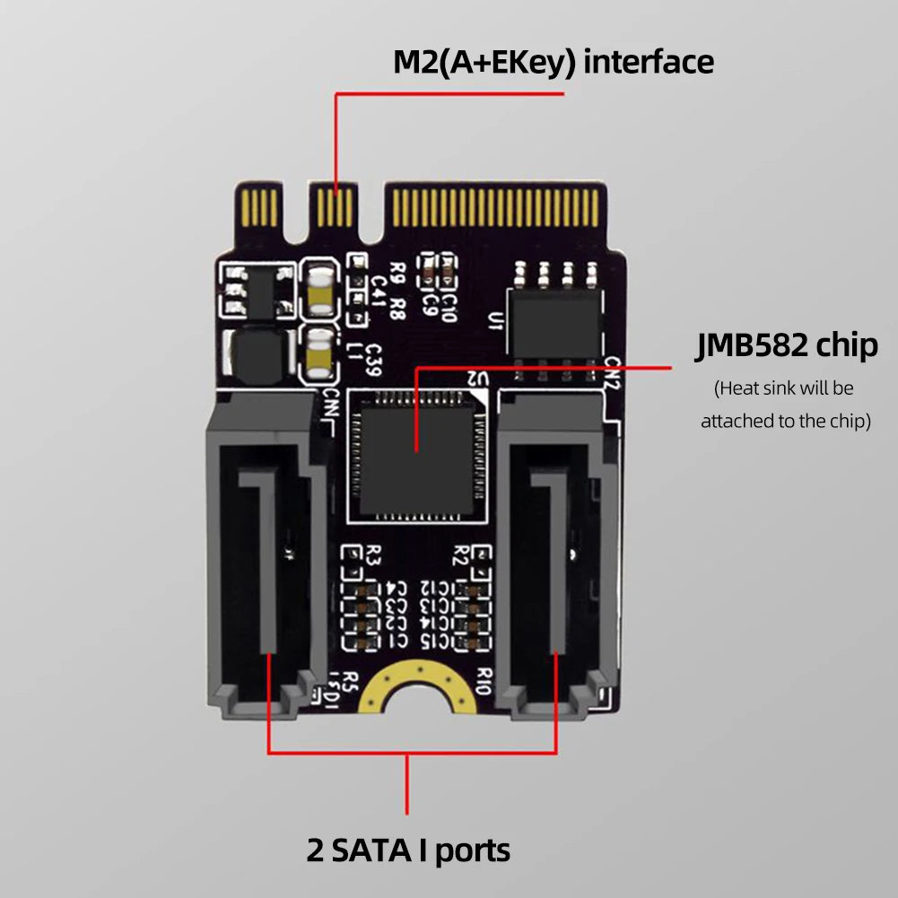 M2 To SATA3.0 Adapter Card PCI-E3.0 KEY A + E WIFI M.2 To SATA Converter Card