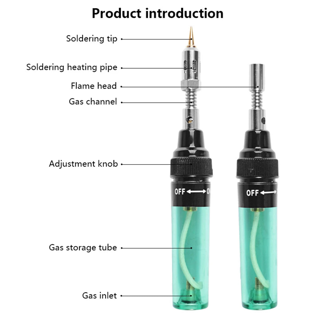 Cordless Butane Soldering Iron Kit Adjustable Flame MT-100 14 in 1