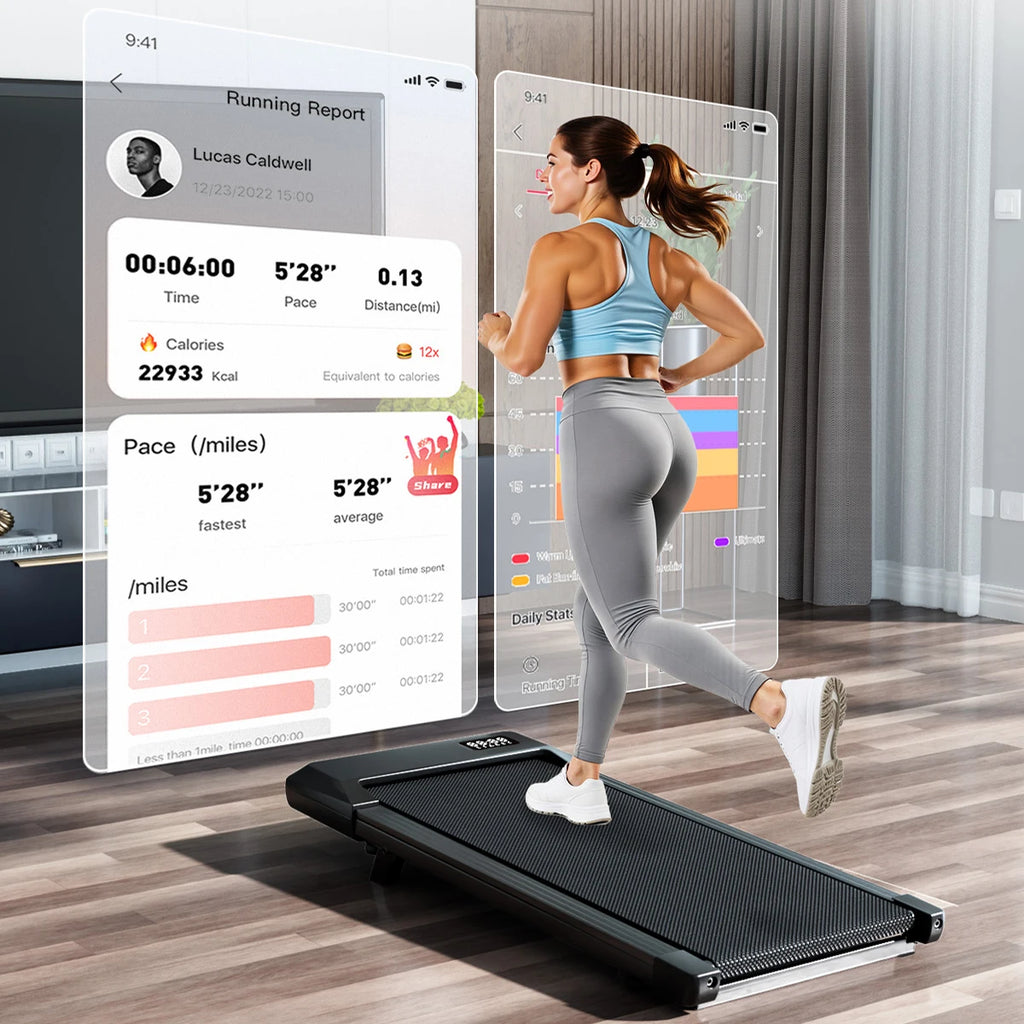 Treadmills 2.5 HP Quiet Walking Pad Under Desk Foldable 6% Slope Portable
