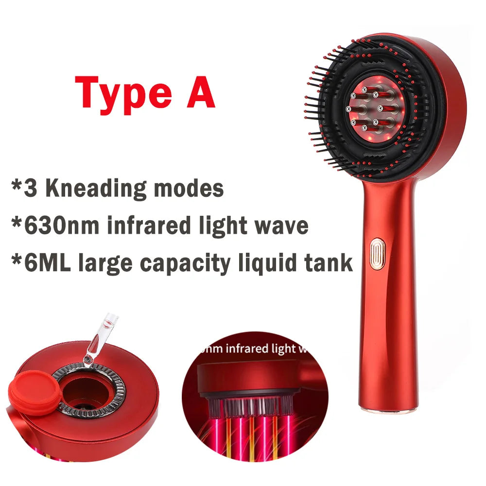 Deep Kneading Massage Comb, Red Light Therapy Scalp Massager