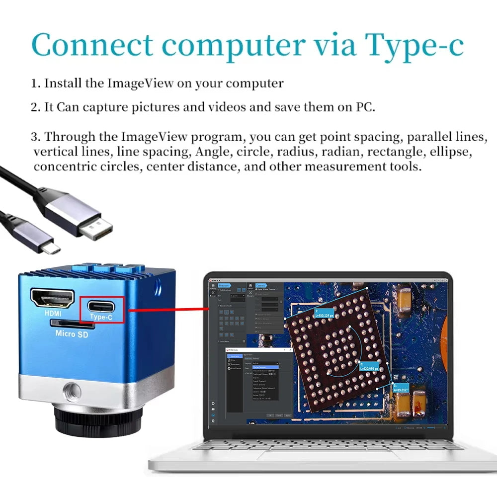 Digital Microscope for Electronics 4K 1080P HD Industrial Cameras 60MP 48MP 130X Lens C-mount