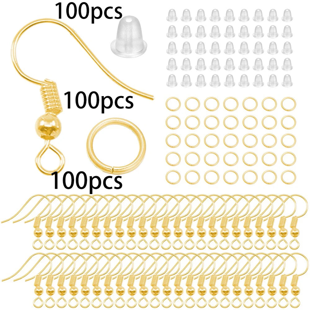 210–400PCS Jewelry Findings Starter Kit – Lobster Clasps, Jump Rings, Crimp Ends & Beads Set
