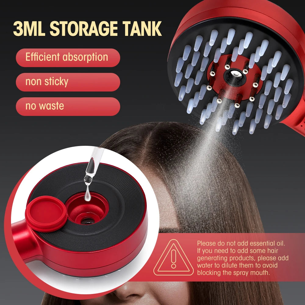 Deep Kneading Massage Comb, Red Light Therapy Scalp Massager