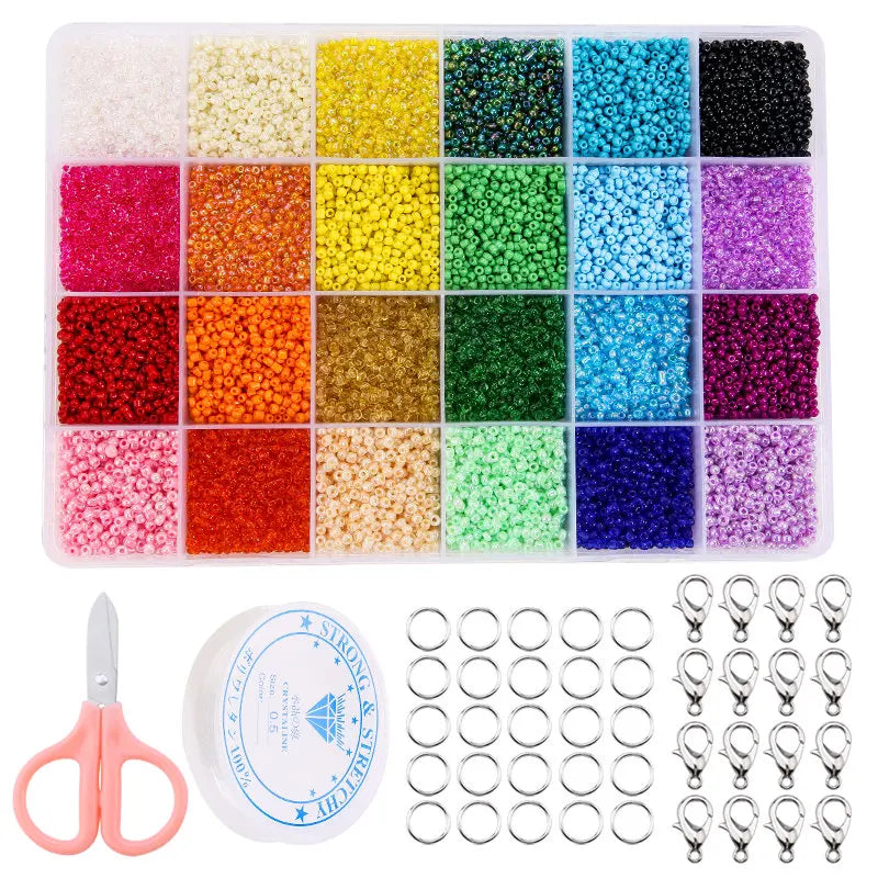 20000PCS 2mm Glass Seed Beads Jewelry Making Kit – Multicolor Tiny Beads Set