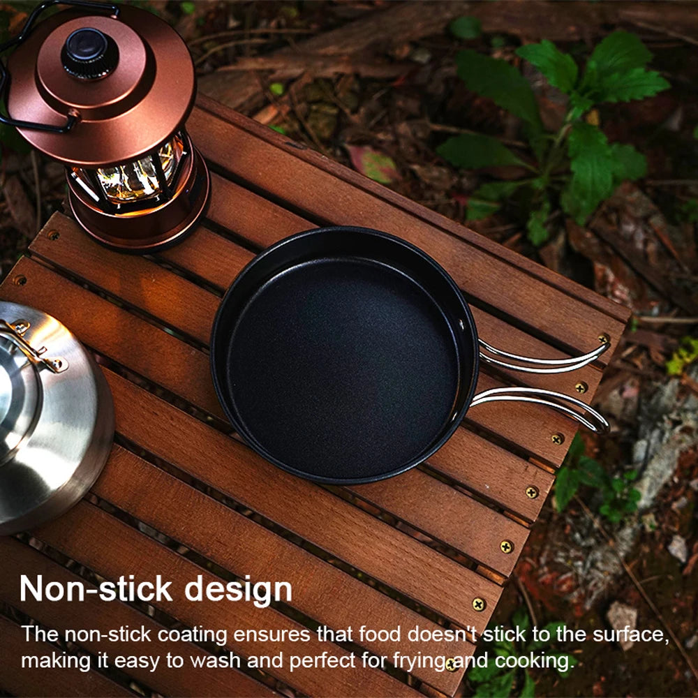 Camping Cookware Set Outdoor Picnic Cookware Kit Stainless Steel Pot Frying Pan Kettle Set Travel Cooking Accessory
