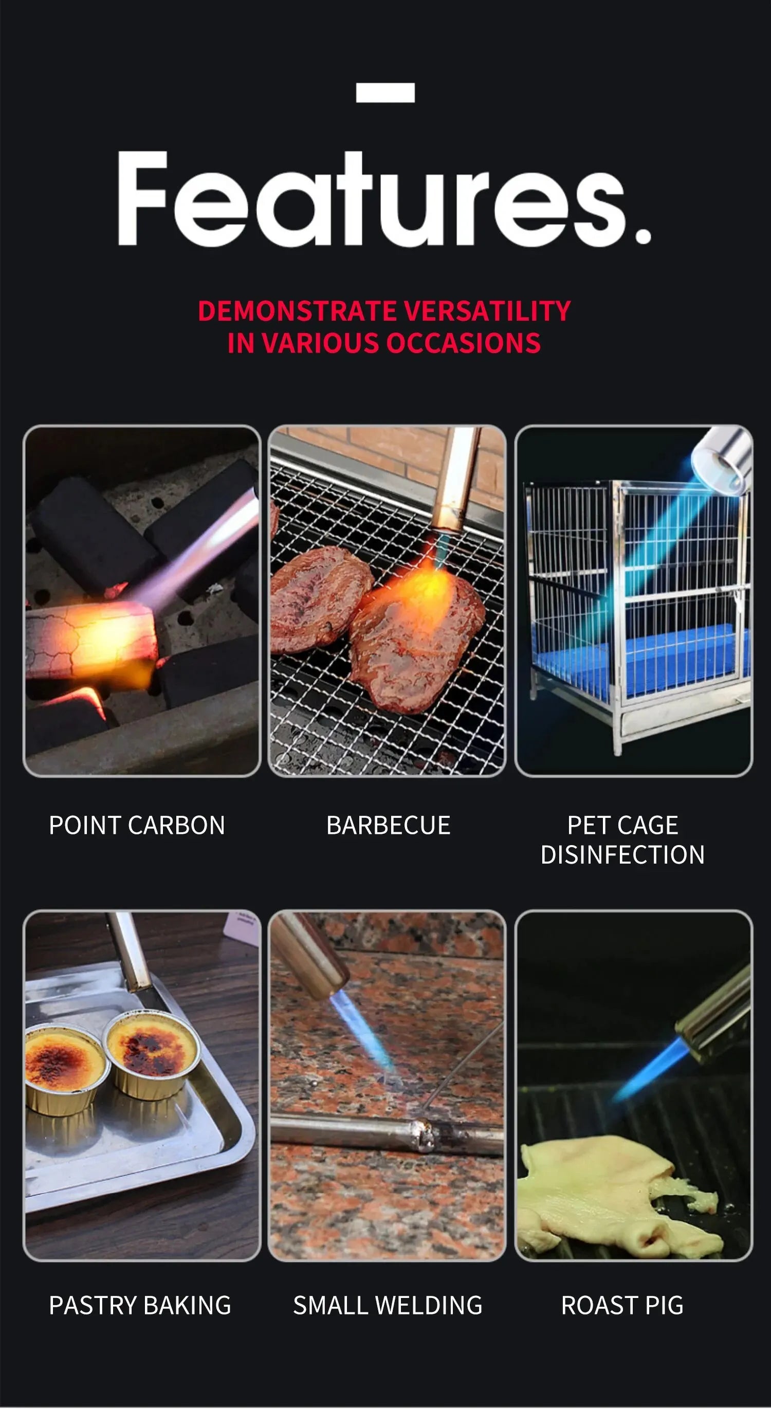 Outdoor Camping Gas Burner Gas Torch Flame Gun Welding Torch Cooking Flame Gun Blow for BBQ Camping Cooking