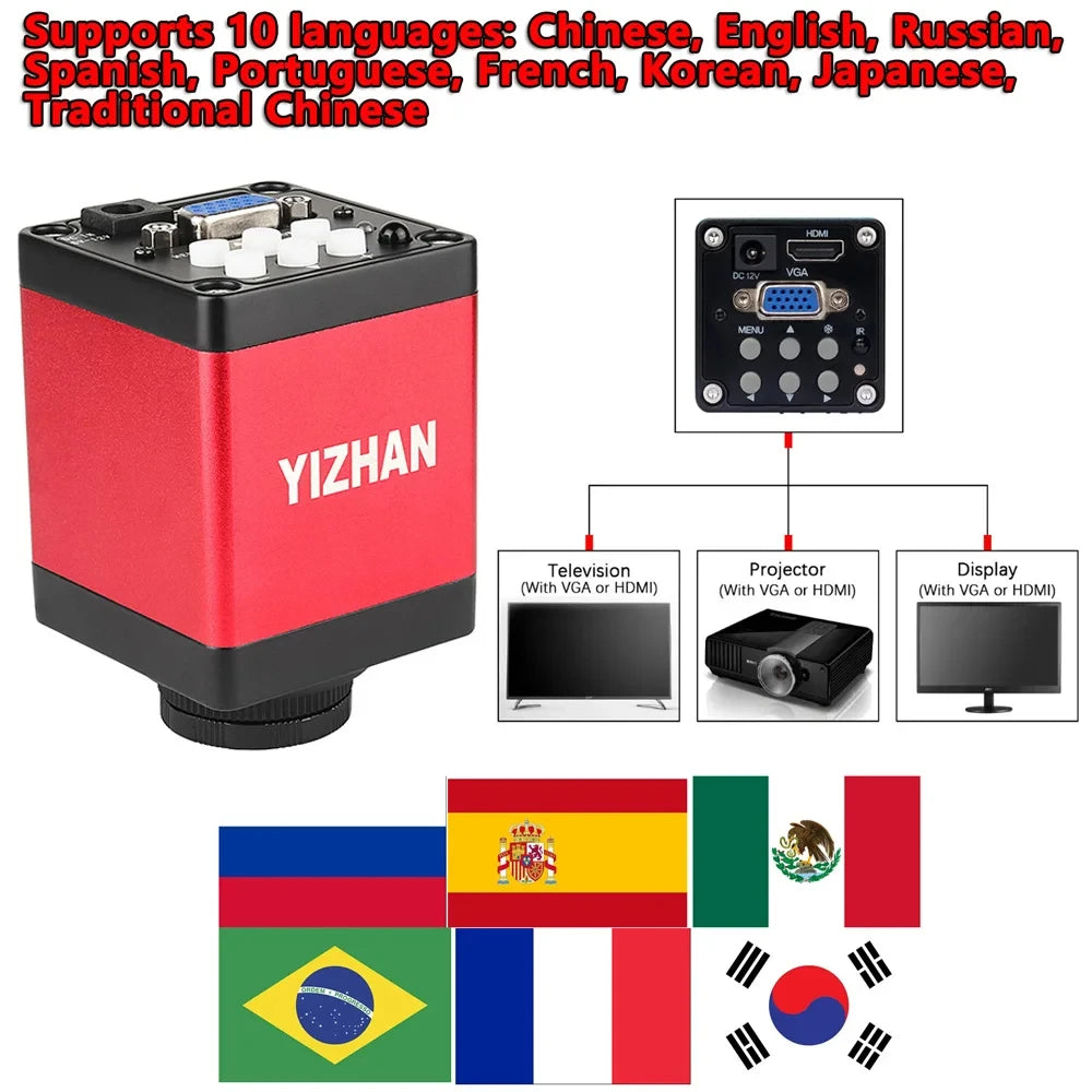 Digital Microscope for Electronics 4K 1080P HD Industrial Cameras 60MP 48MP 130X Lens C-mount