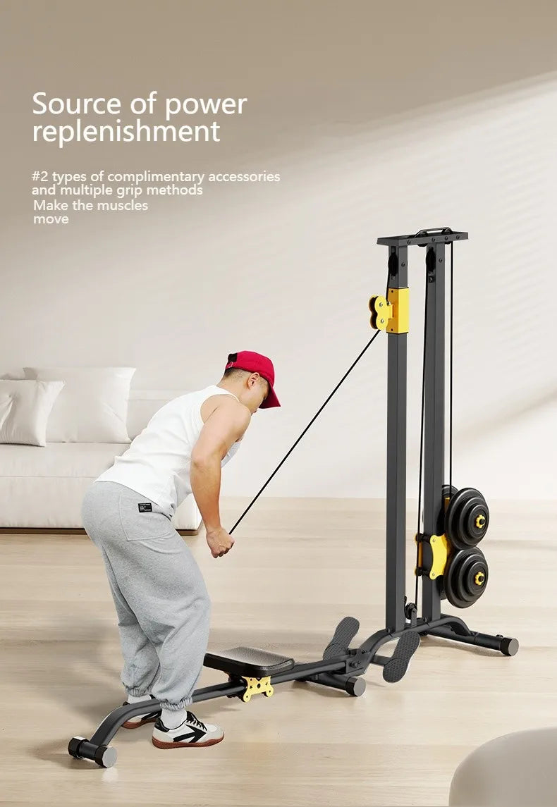 Multifunctional Rowing Machine, Fitness Equipment, High Pull Frame, dumbbell