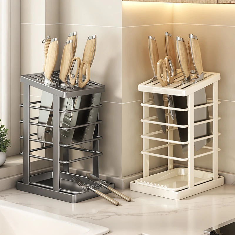 Kitchen Knife Storage Stand, Drainage Design Countertop Rack, Household Knife Block For Chef Knives