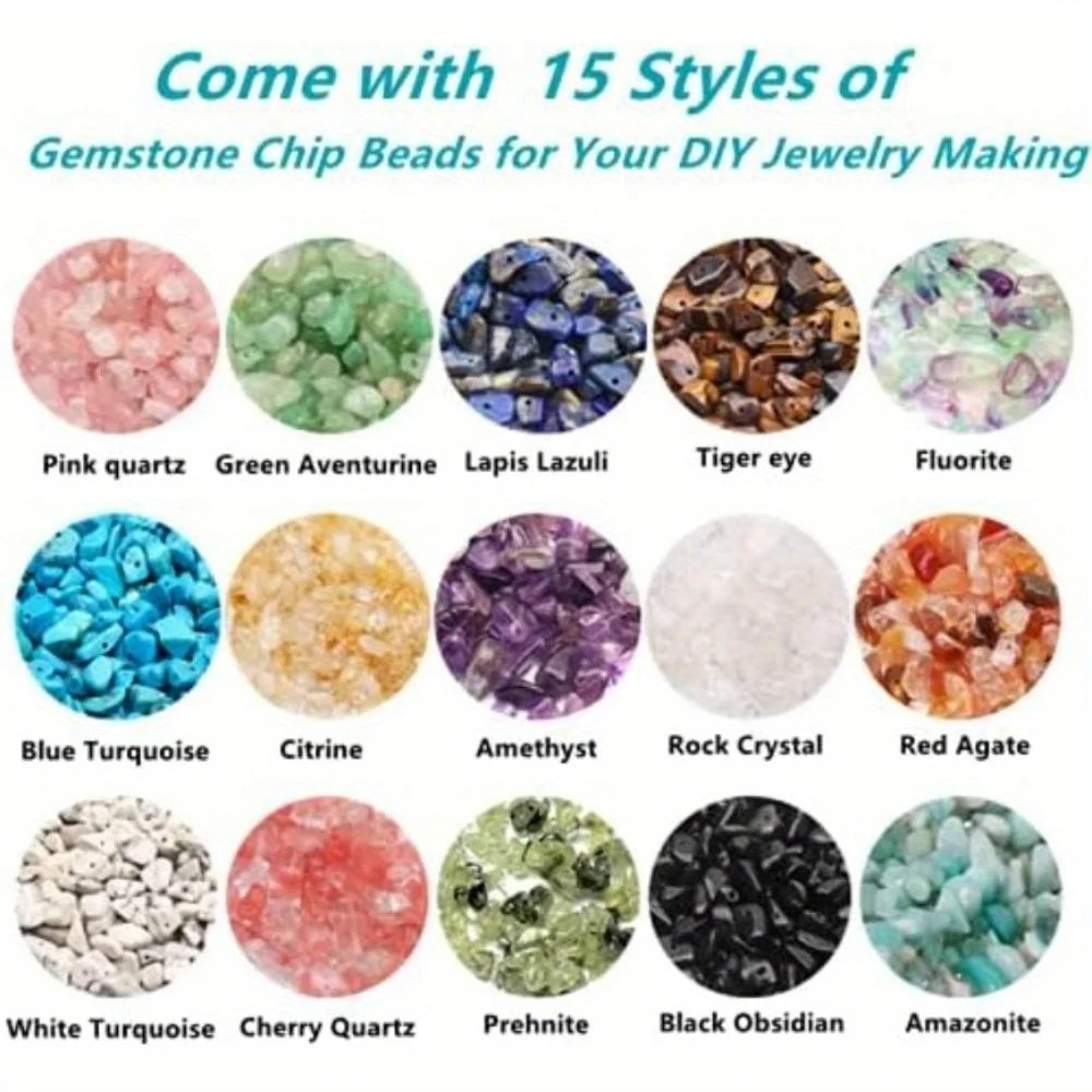 DIY bracelet/necklace jewelry making craft set-450 natural crushed stone irregular gemstone       healing crystals loose rock beads (5