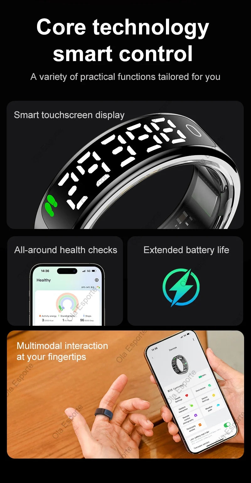 Smart Ring Hd Screen 5ATM Waterproof HeartRate Monitor