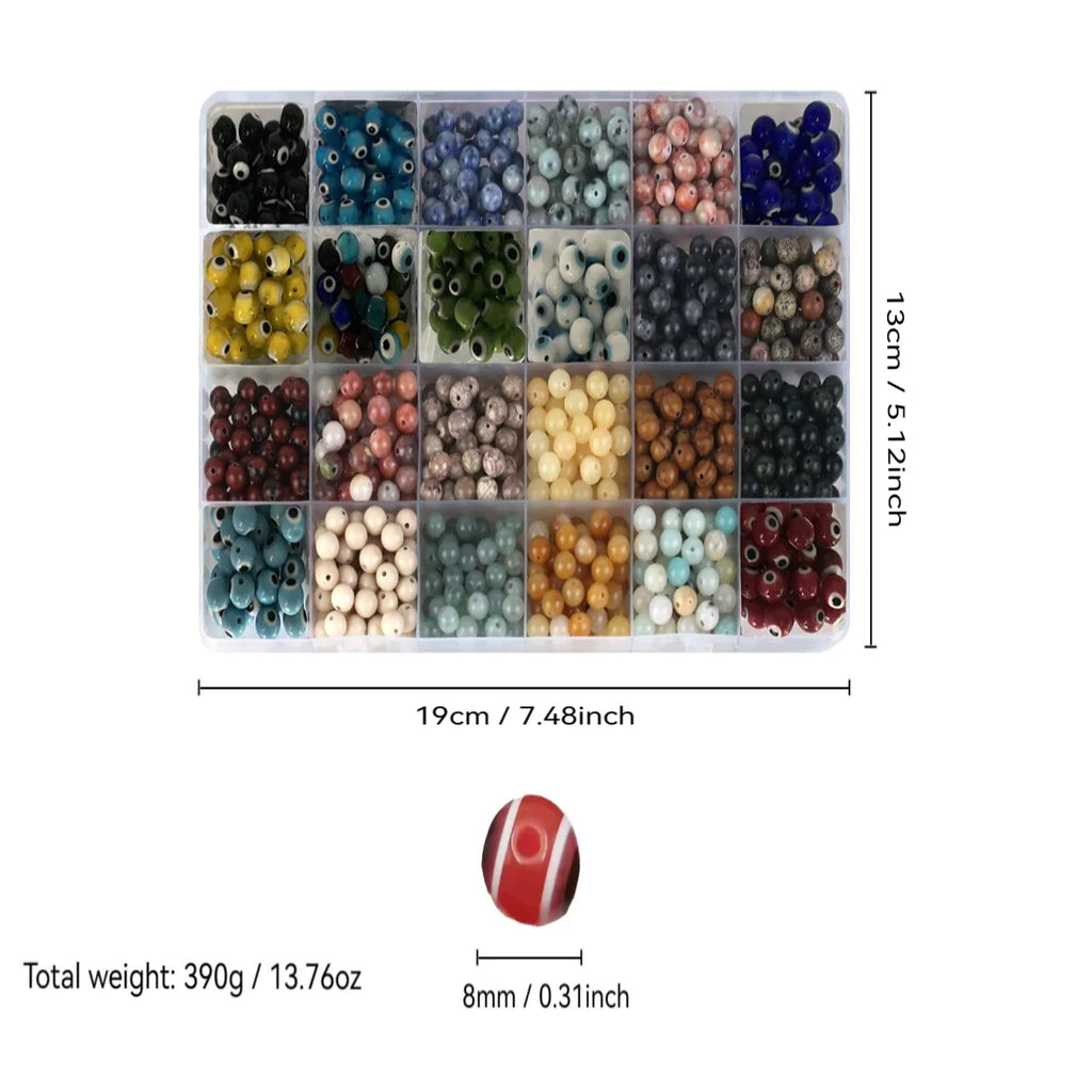 1200PCS 6mm Natural Gemstone Beads Kit – Assorted Round Stone Spacer Beads for Jewelry Making
