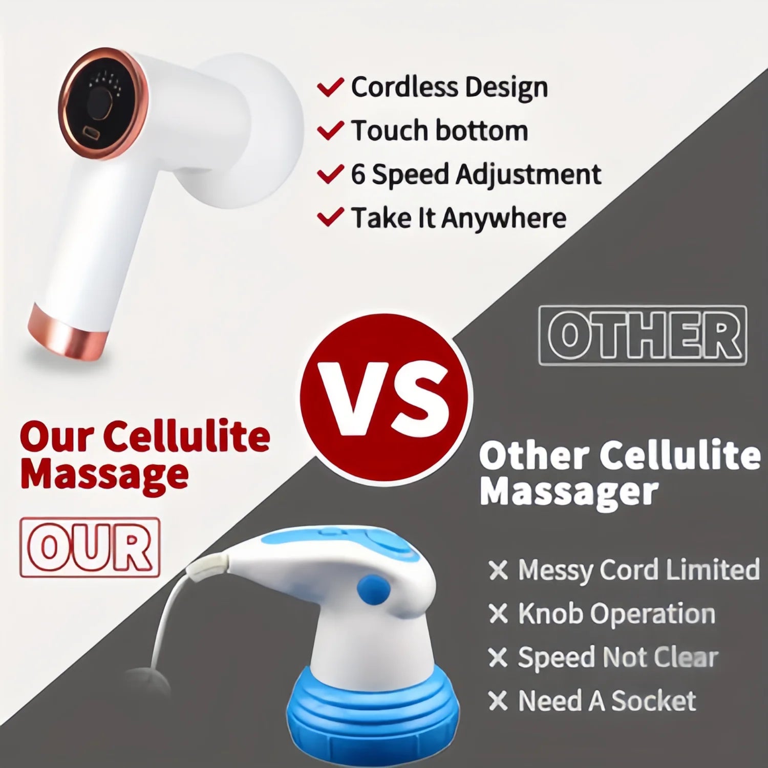Body Massager, Home Massage Stick With 5 Massage Heads,