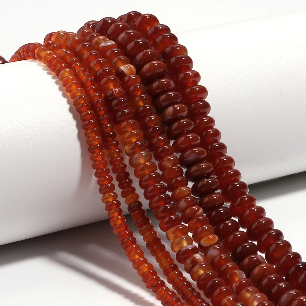 Natural Red Agate Stone Beads 4 6 8mm Abacu Flat Round Loose Gemstone Beads