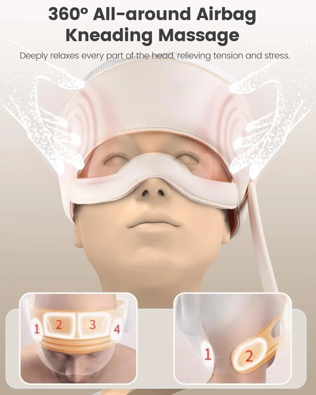 Head Massager for Headaches, Eye Massager with Heat, Rechargeable