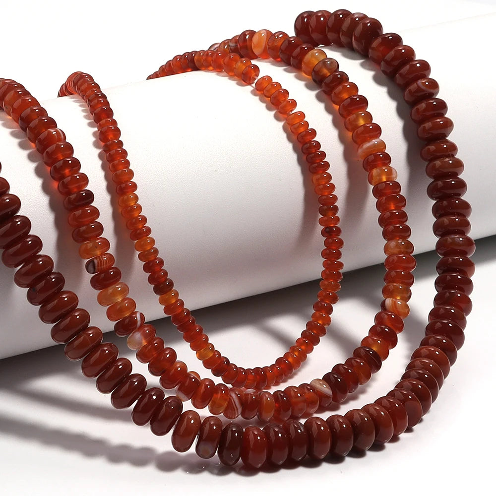 Natural Red Agate Stone Beads 4 6 8mm Abacu Flat Round Loose Gemstone Beads