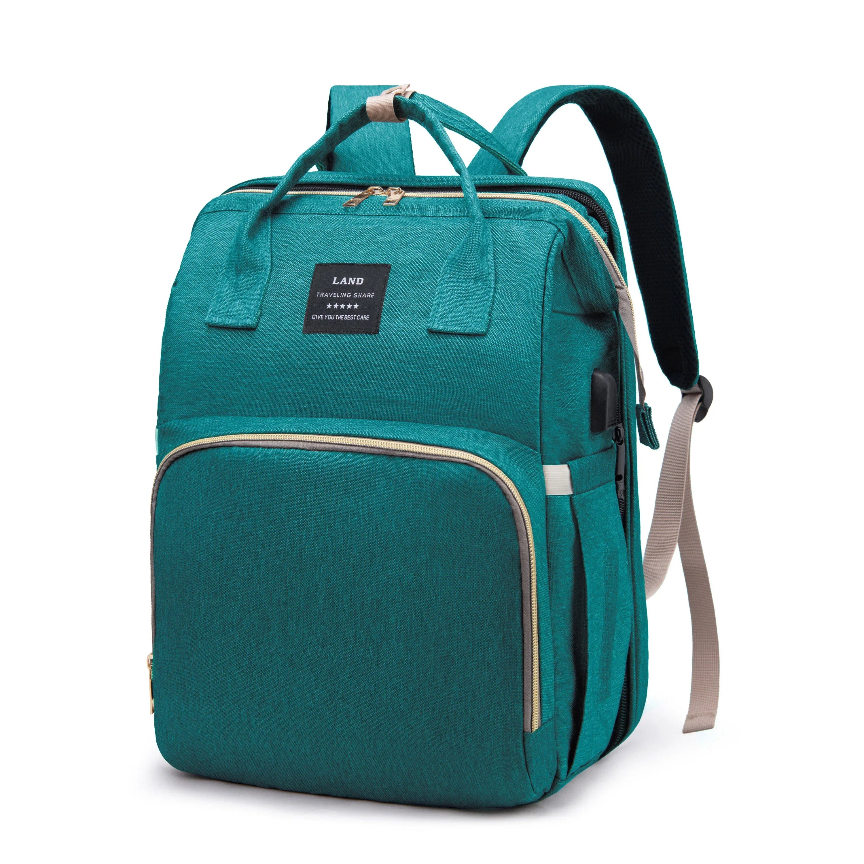 Foldable and Portable Mommy Backpack - with Crib Bed, Straps Large Capacity Diaper Bag