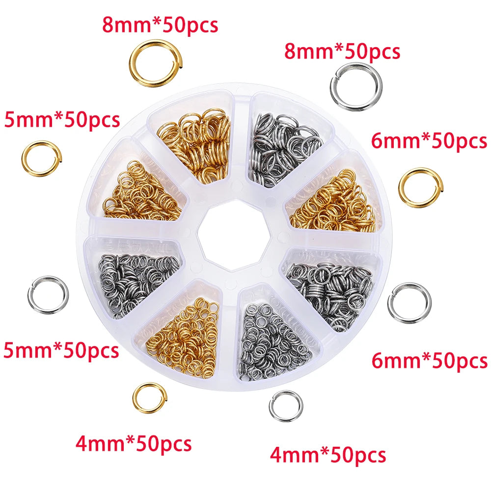 210–400PCS Jewelry Findings Starter Kit – Lobster Clasps, Jump Rings, Crimp Ends & Beads Set