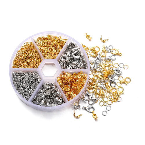 210–400PCS Jewelry Findings Starter Kit – Lobster Clasps, Jump Rings, Crimp Ends & Beads Set