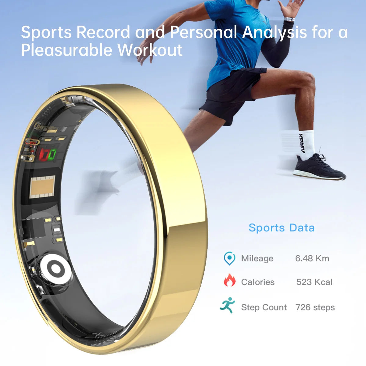 Smart Ring Bluetooth Call Heart Rate Blood Pressure Monitor 5ATM Waterproof